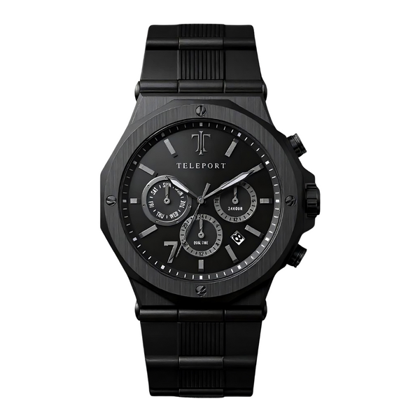 VERGELMER ブラックメタル　BLACKL Men_s_Jet_Black_Silicone_Watch