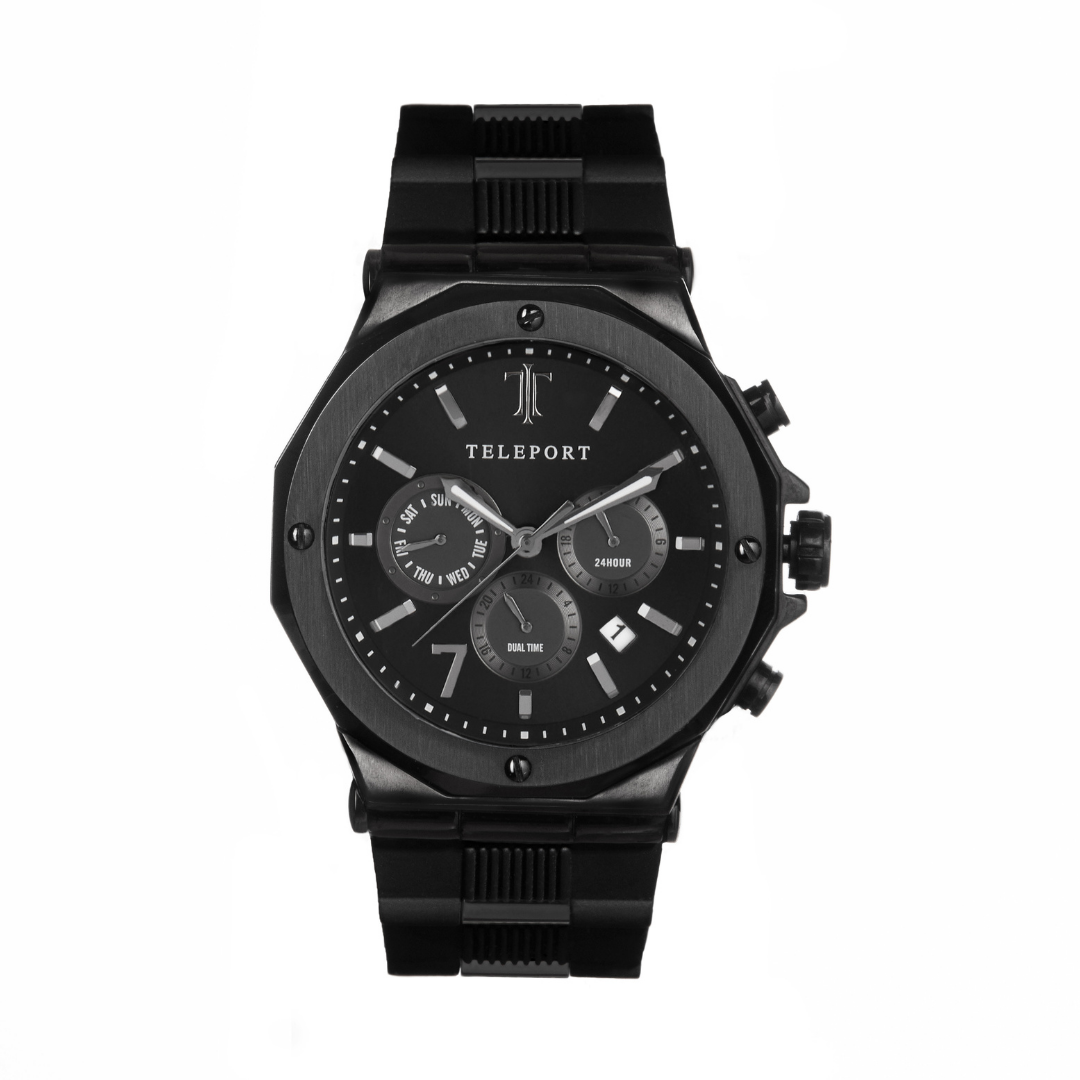 Teleport Watches | Jet Black Silicone Watch