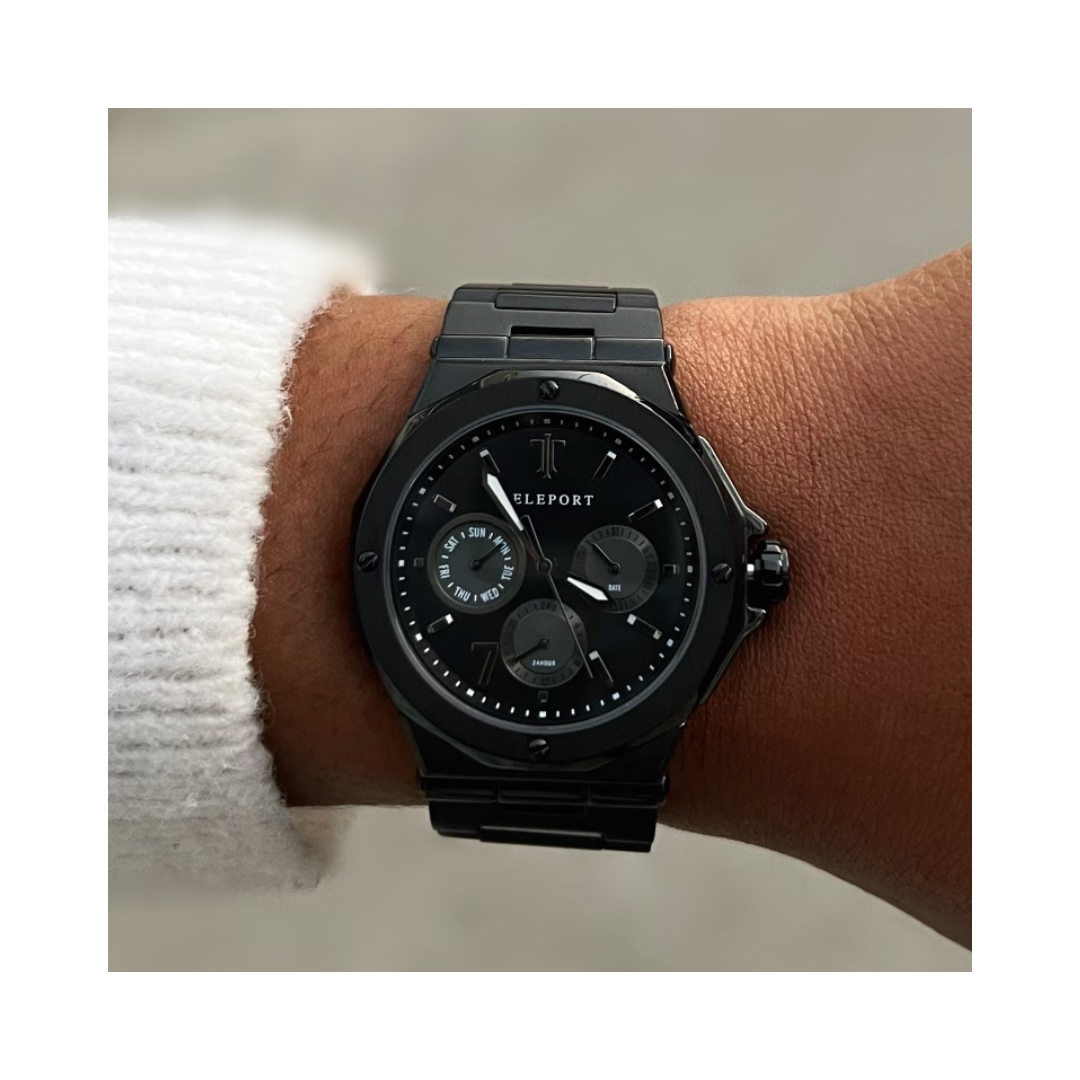 Metal - Women's Jet Black – Teleport Watches Metal - Women's Jet Black – Teleport Watches